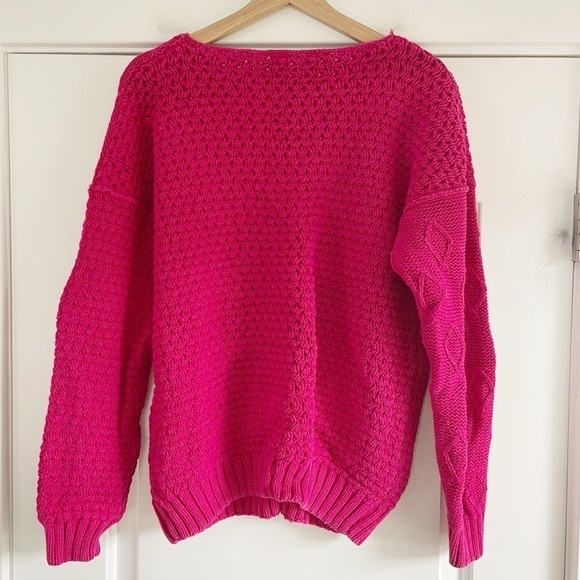 Vintage BE 80s Fuchsia Patchwork Knit Sweater - S - Picture 5 of 5